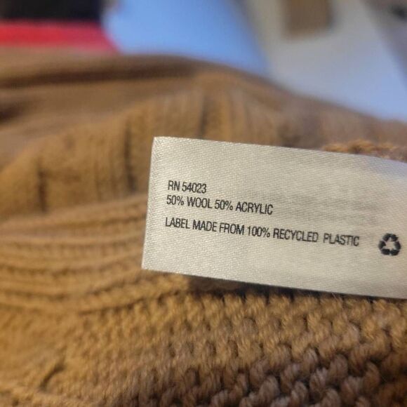 Gap Cable Knit Brown Wool Blend Poncho Sweater Size M/L - Picture 7 of 8